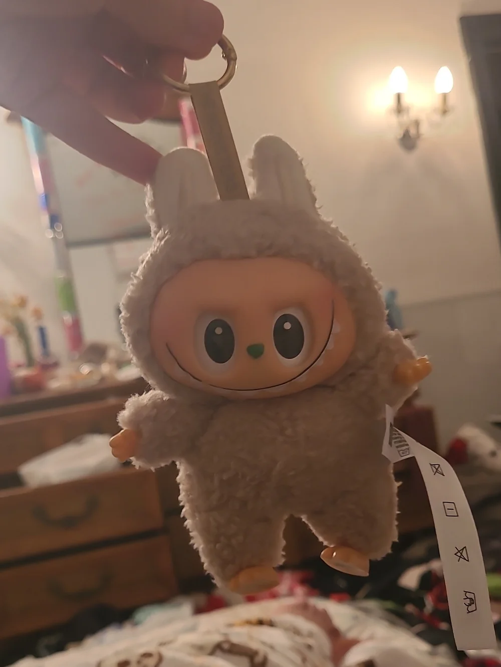 Plush Bunny Keychain Charm in Cream - Cute Small Pets Accessory